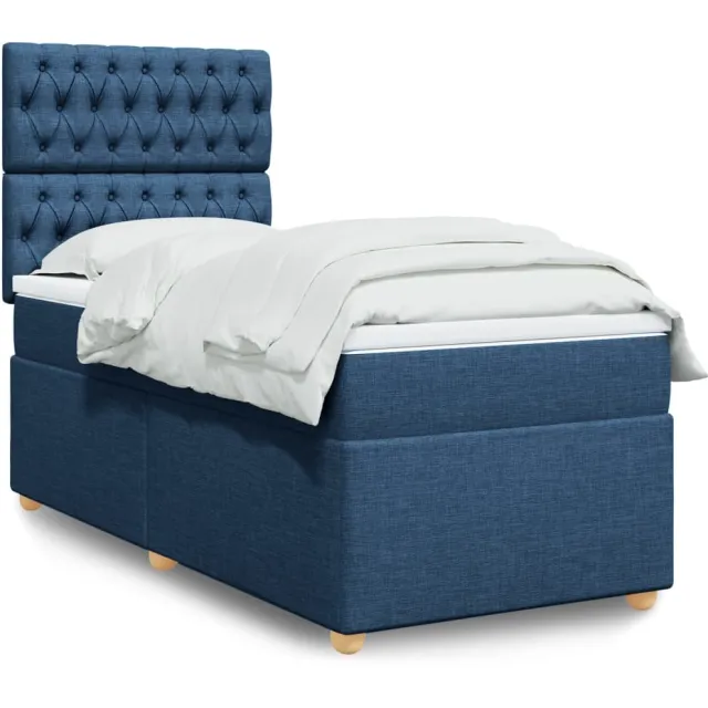 vidaXL Boxspring met matras stof blauw 80x200 cm