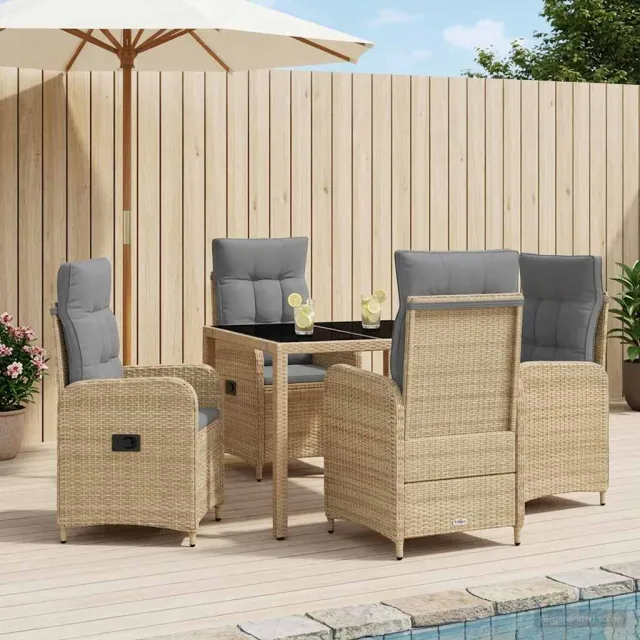 vidaXL Buiten eettafelset 5 st Beige en Licht Grijs 90 x 90 x 75 cm