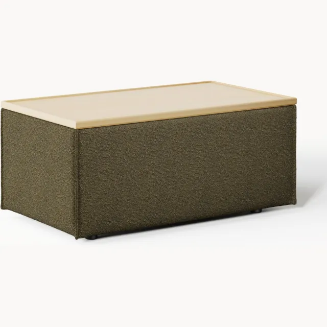 Westwing Collection Voetenbank Lennon van bouclé met opbergruimte groen
