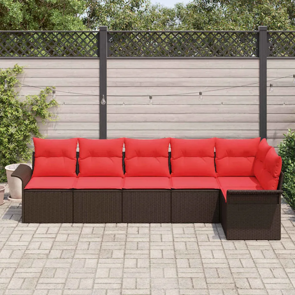 vidaXL Tuin Sofa Set 6 st Bruin poly rattan, foto 3