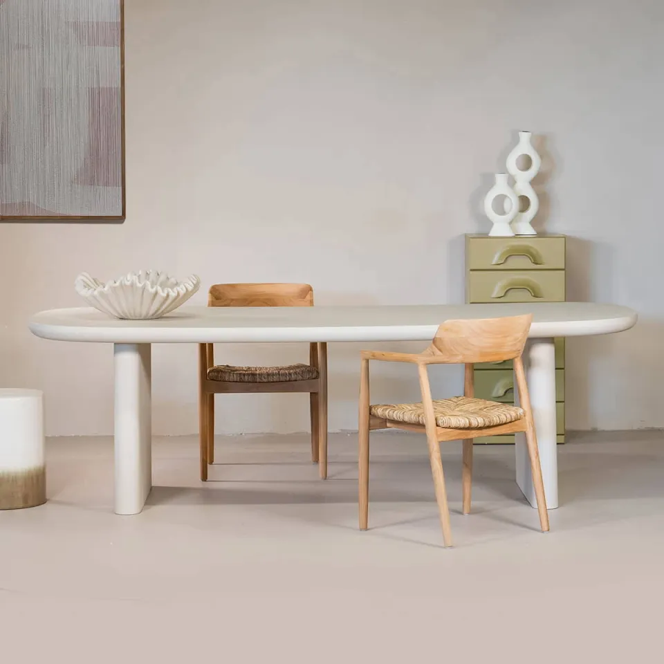Giga Meubel Eettafel Maya - Deens Ovaal - Beige Betonlook - 200x100x75cm, foto 2