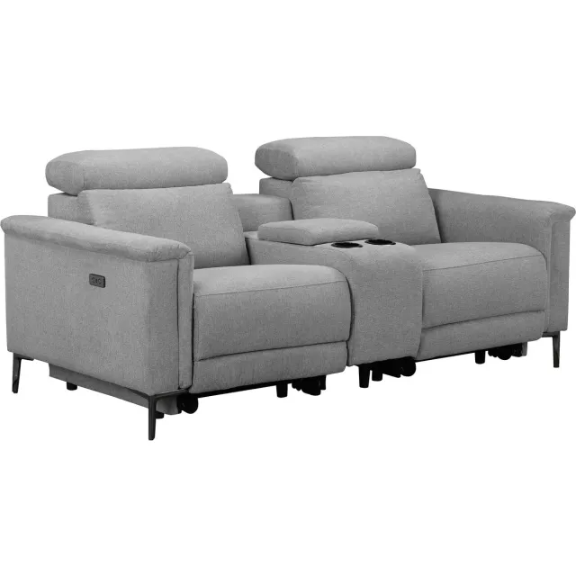 Notio Living Lund - Dubbele relaxfauteuil met elektrische functie in stof lichtgrijs (97 x 194 x 100 cm)