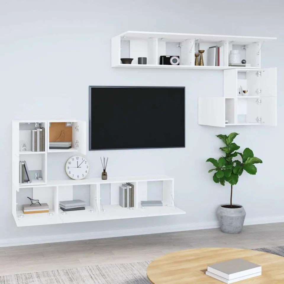 vidaXL Tv-wandmeubel bewerkt hout wit, foto 3