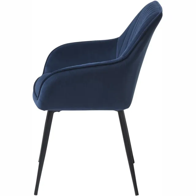 Giga Living Eetkamerstoel Nolan Stripe - Blauw Velvet - Set van 2