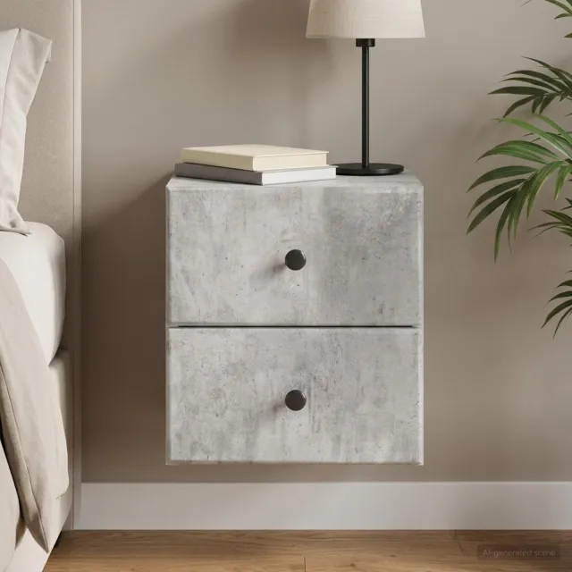 vidaXL Wandbeugel Bedkast Betongrijs 34,5 x 33 x 40 cm Bewerkt hout grijs, foto 2