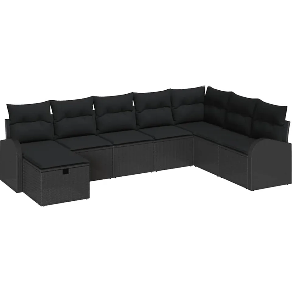 vidaXL Tuin Sofa Set 8 st Zwart poly rattan