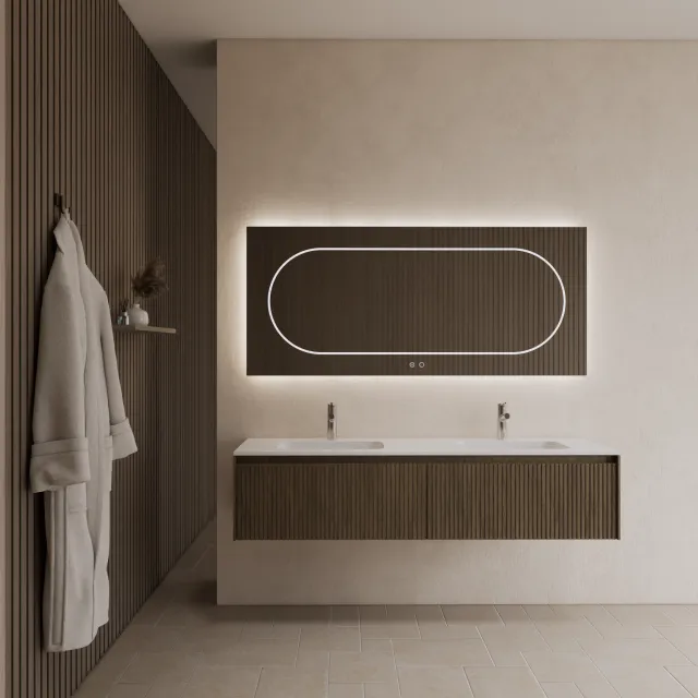 Gliss Design Badkamermeubel Gliss Design Timotheus 200 cm Ash Grey (Keuze Wastafel) Bruin