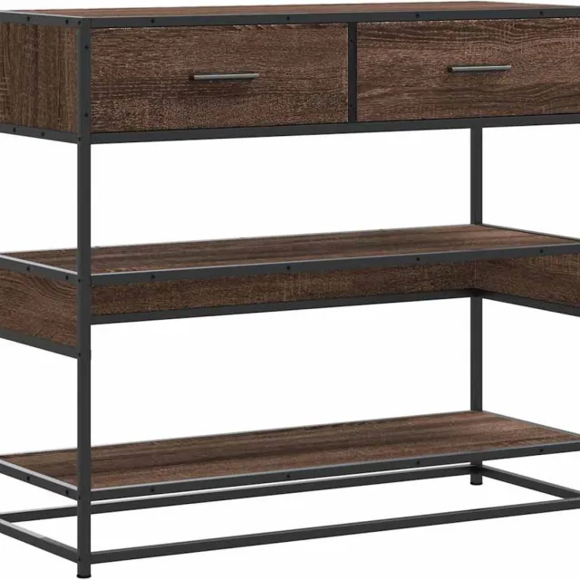 vidaXL Wandtafel - 90x35x80 - cm - bewerkt - hout - bruin - eikenkleur bruineiken