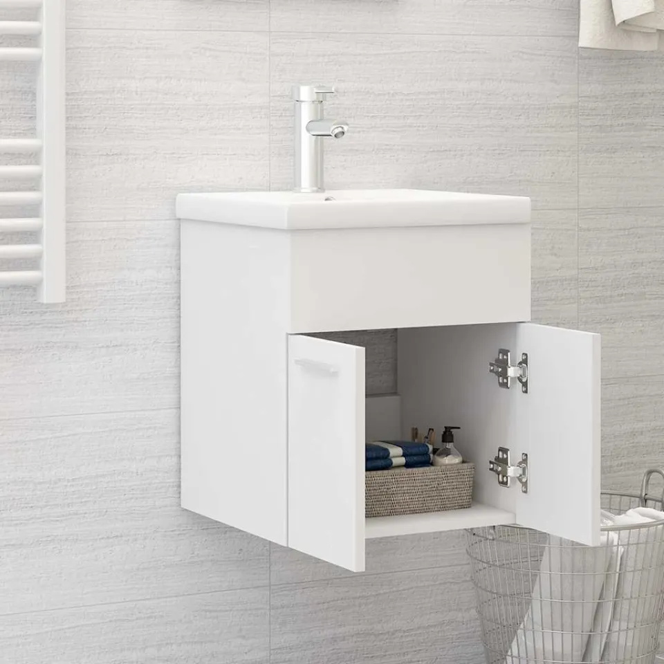 vidaXL Wastafelkast 41x38,5x46 cm bewerkt hout wit, foto 3