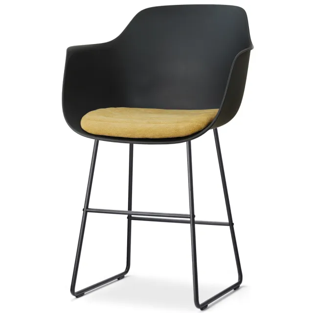 Nolon Nino-Liz barkruk zwart met warm oker zitkussen - zwart onderstel - 65 cm