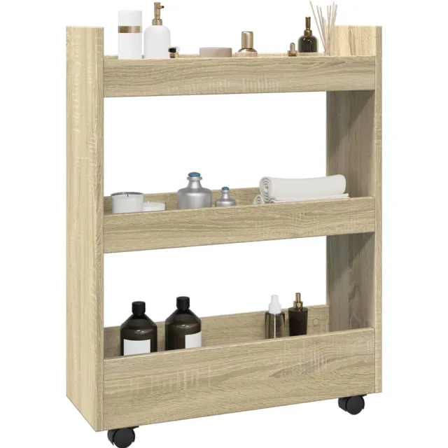 vidaXL Opbergtrolley smal 3-laags bewerkt hout sonoma eikenkleurig Bruin