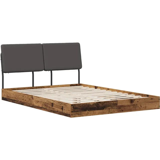 vidaXL Tweepersoonsbed met hoofdbord Oud hout en donkergrijs Bruin