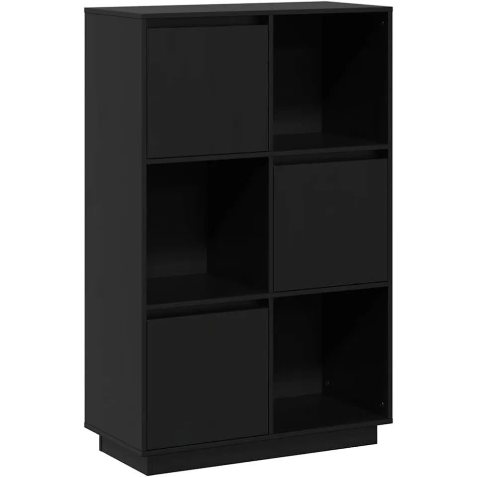 vidaXL Hoge kast 74x35x117 cm massief grenenhout zwart