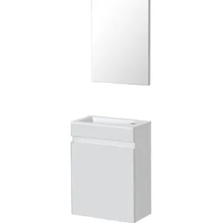 Aquazuro Fonteinmeubelset Napoli - Inclusief Wastafel En Spiegel - Softclose - Hoogglans Wit - 39,4x21,7x52cm