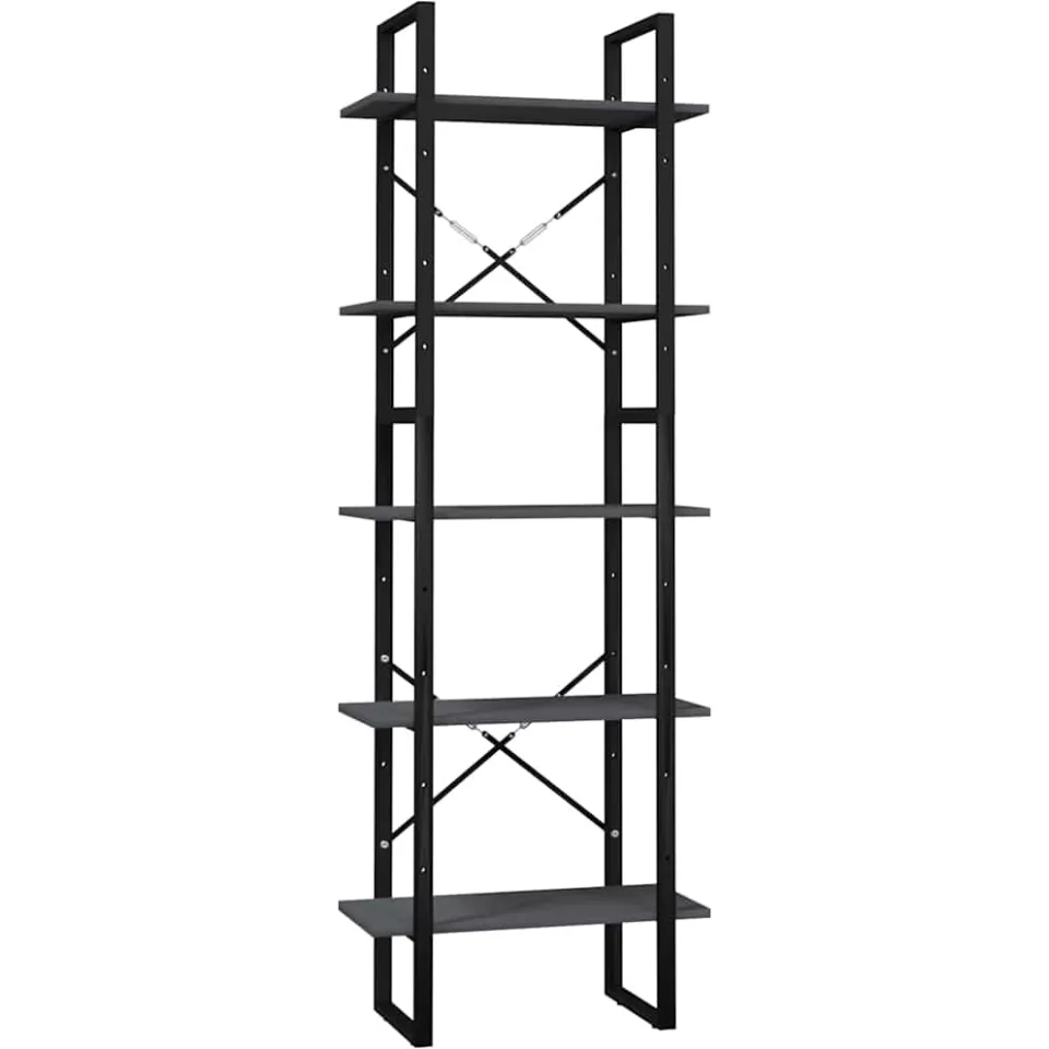 vidaXL Boekenkast met 5 schappen 60x30x175 cm massief grenenhout grijs