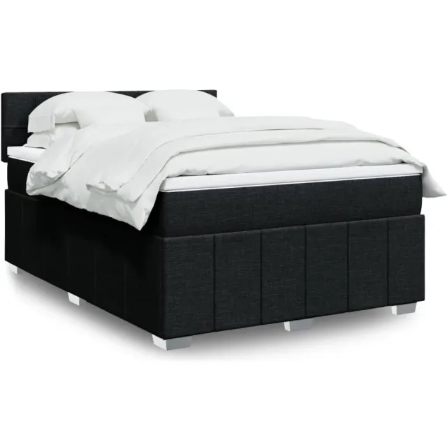 vidaXL Boxspring met matras stof zwart 140x200 cm