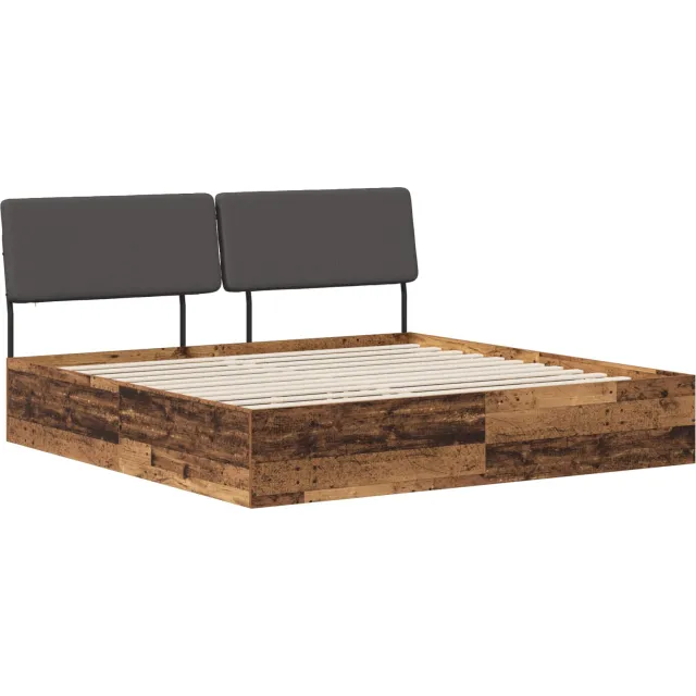 vidaXL Tweepersoonsbed met hoofdbord Oud hout en donkergrijs Bruin