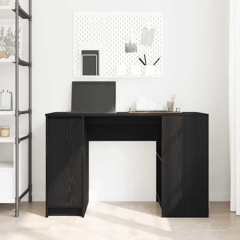 vidaXL Bureau 120x42x76 cm spaanplaat zwart eikenkleurig, foto 3