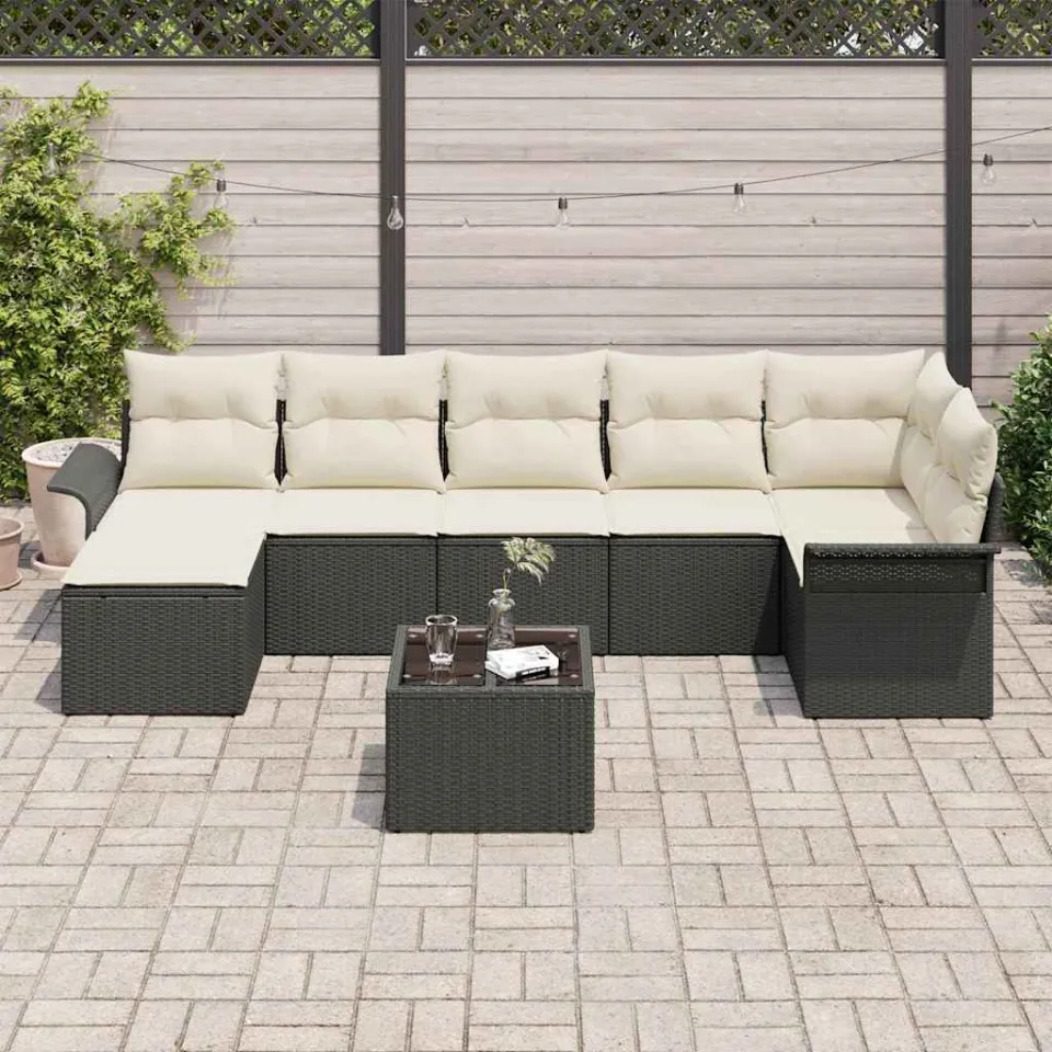 vidaXL Tuin Sofa Set 8 st Zwart poly rattan, foto 3