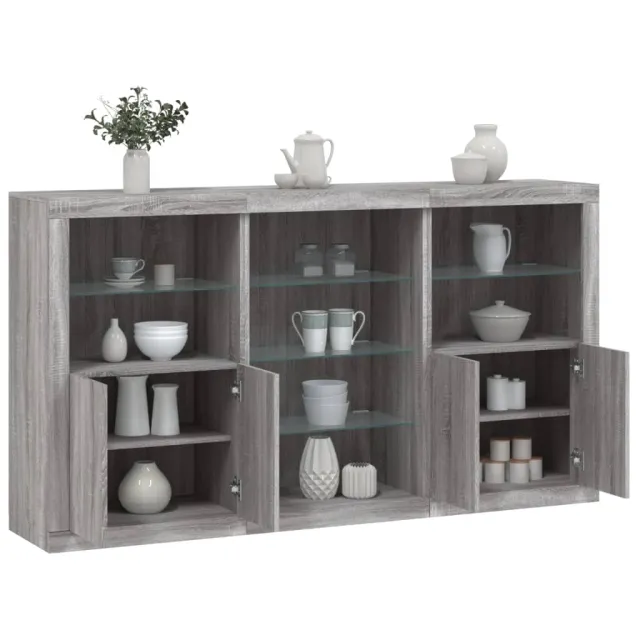 vidaXL Dressoir met LED-verlichting 181,5x37x100 cm grijs sonoma eiken
