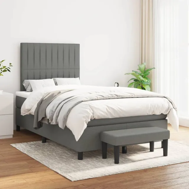 vidaXL Boxspring met matras stof donkergrijs 120x200 cm grijs