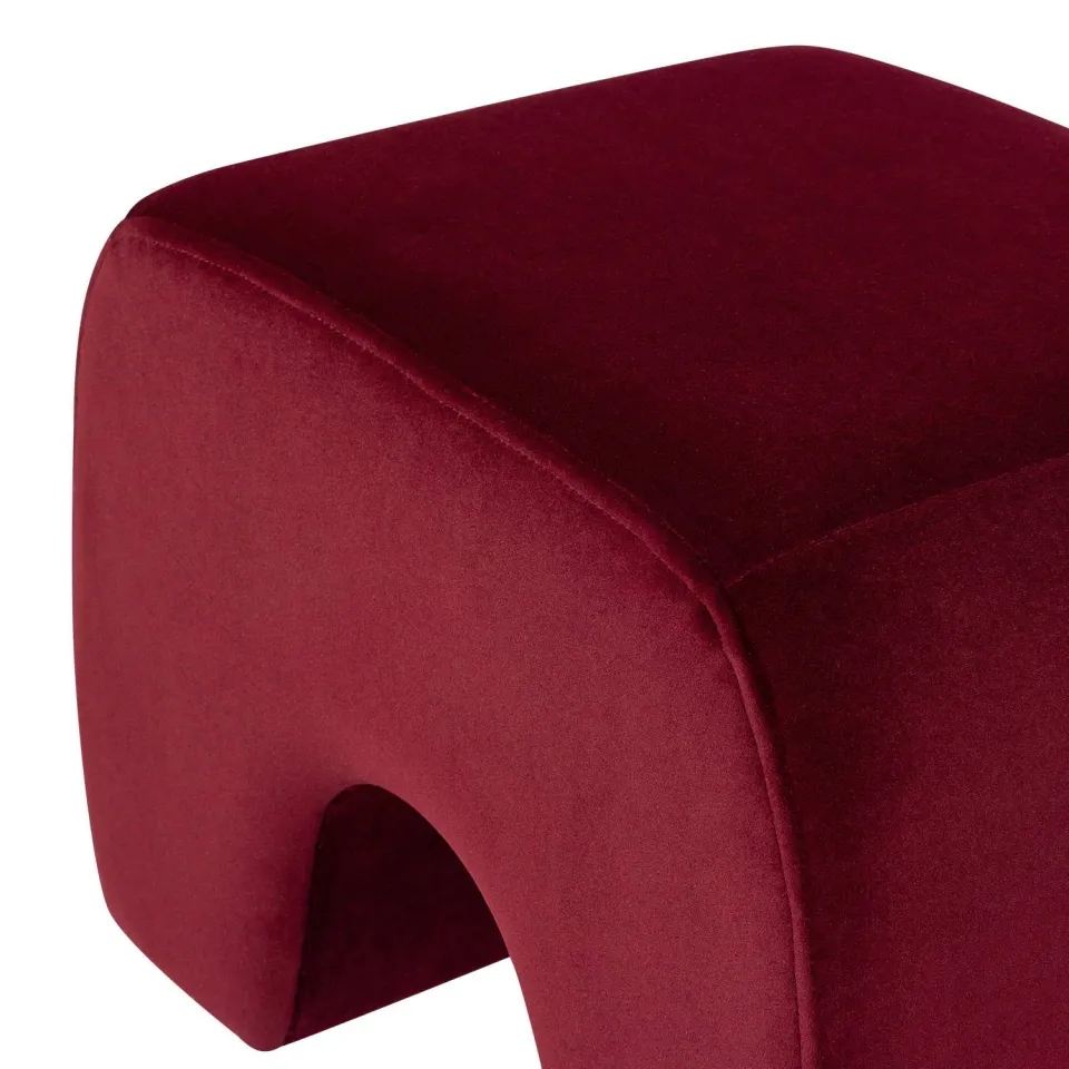 WOOOD Lucen Poef - Velvet - Bordeauxrood - 40x54x37, foto 5