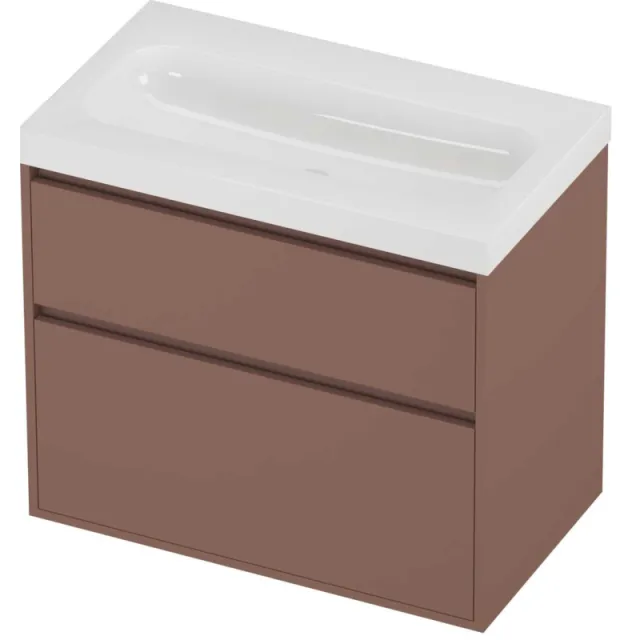 Proline Haga Badmeubelset Polystone Mezza 80x46x73 cm Glans Wit Beauty Blush Rosé Goud