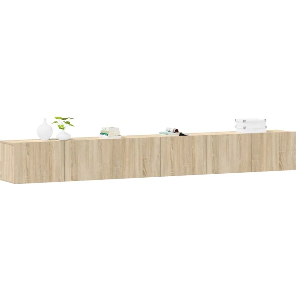 vidaXL 3-delige Tv-meubelset bewerkt hout sonoma eikenkleurig Bruin
