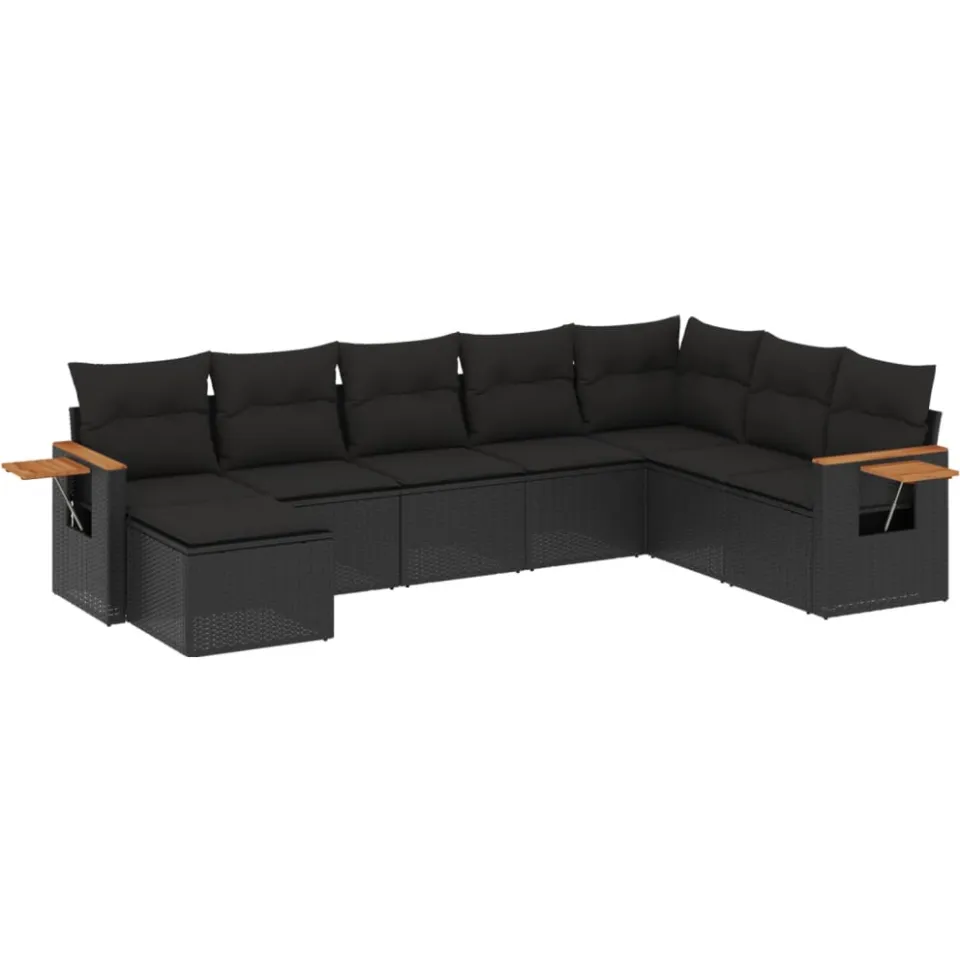 vidaXL Patio Sofa Set 8-zits Black, foto 3