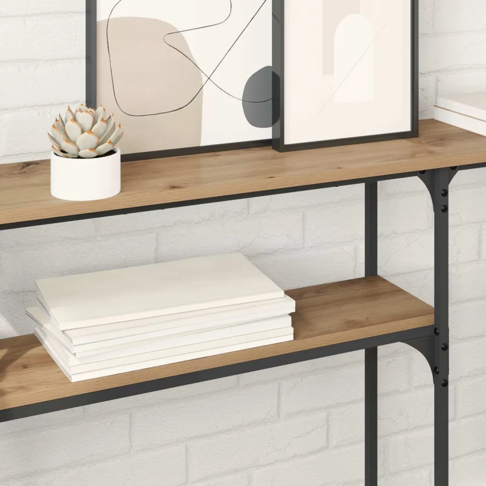 vidaXL Consoletafel Artisan Eiken 145 x 22,5 x 75 cm Bewerkt hout, foto 4