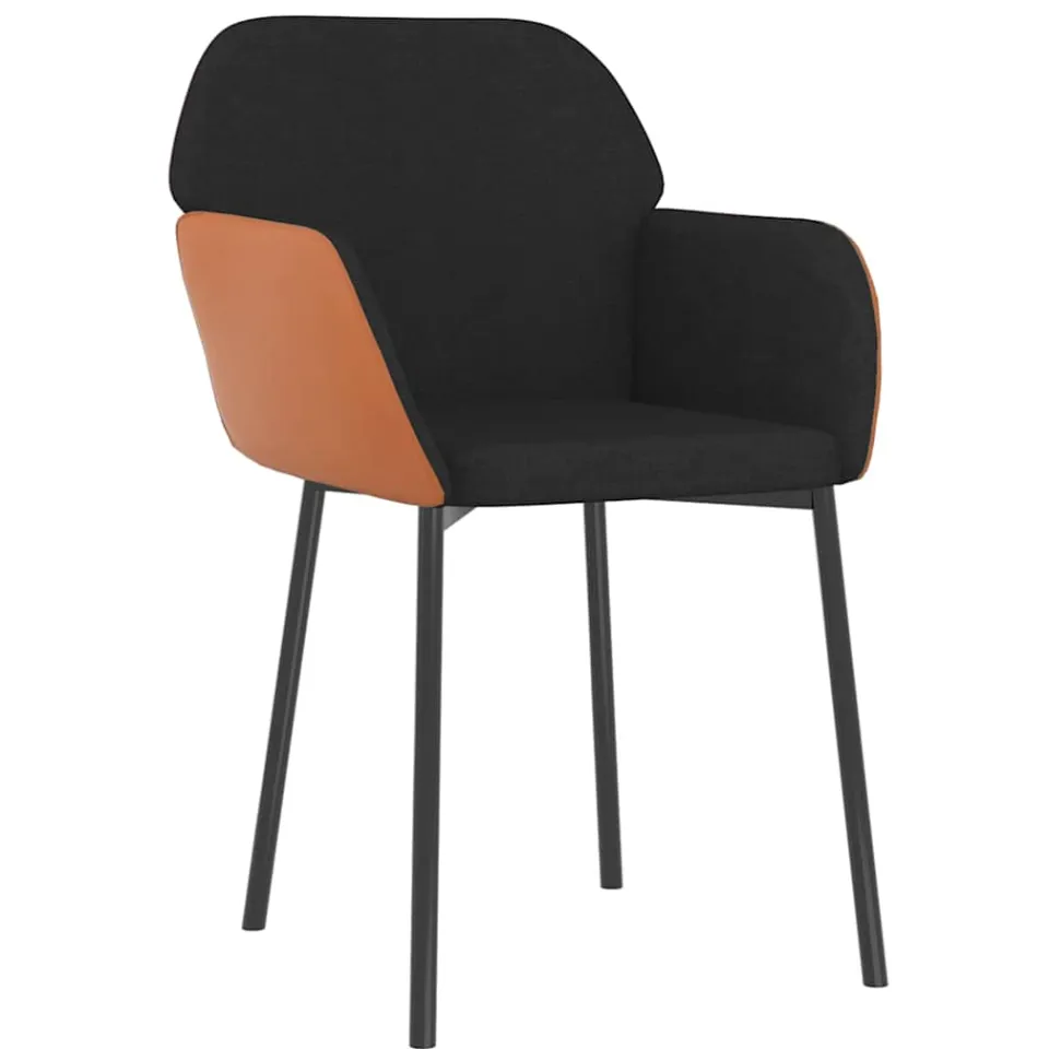 vidaXL Eetkamerstoelen 2 st stof en kunstleer zwart