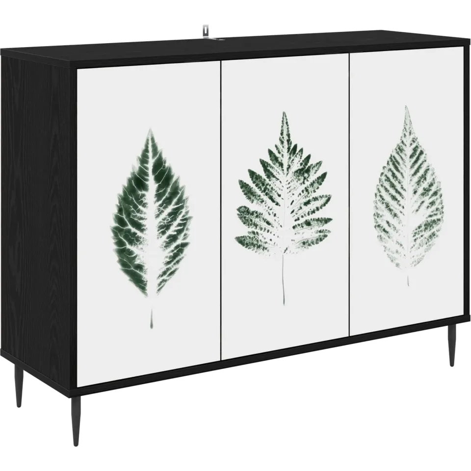 vidaXL Dressoir HANAU Zwart eiken 102 x 33 x 76 cm Bewerkt hout, foto 3