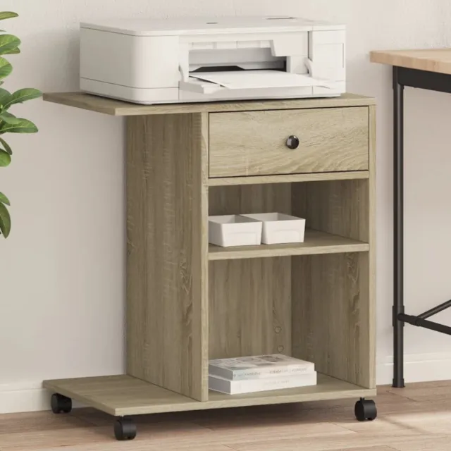 vidaXL Printerkastje - met - wielen - 60x40x68,5 - cm - sonoma - eikenkleurig sonoma eiken