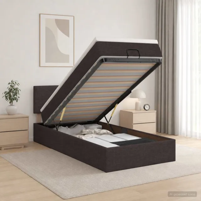 vidaXL Ottoman bed met matras Donkerbruin 100 x 200 cm Stof