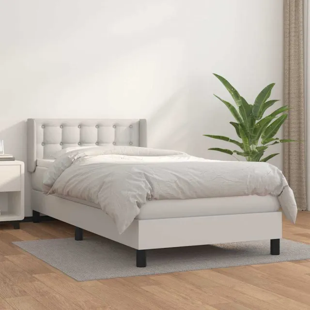 vidaXL Boxspring met matras kunstleer wit 80x200 cm
