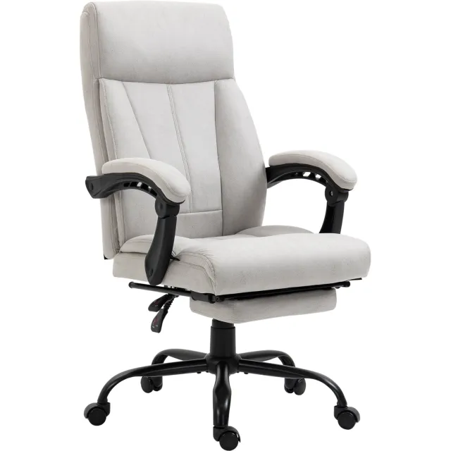 Vinona Bureaustoel met massagefunctie - Met lendenverwarming en voetensteun - In hoogte verstelbaar - 65 x 74 x 111-119 cm - Lichtgrijs