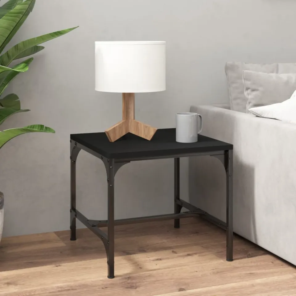 vidaXL Bijzettafels 2 st 40x40x35 cm bewerkt hout zwart, foto 3