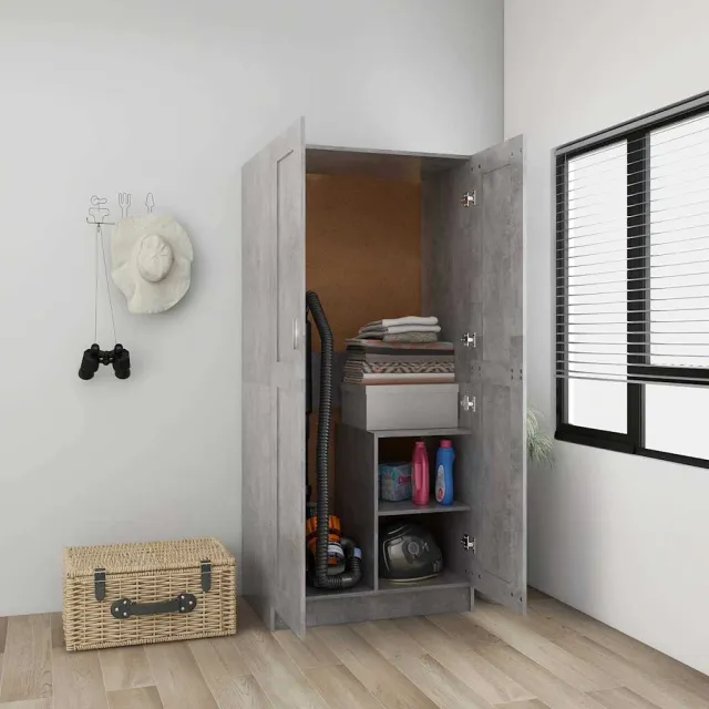 vidaXL Kledingkast 82,5x51,5x180 cm bewerkt hout betongrijs
