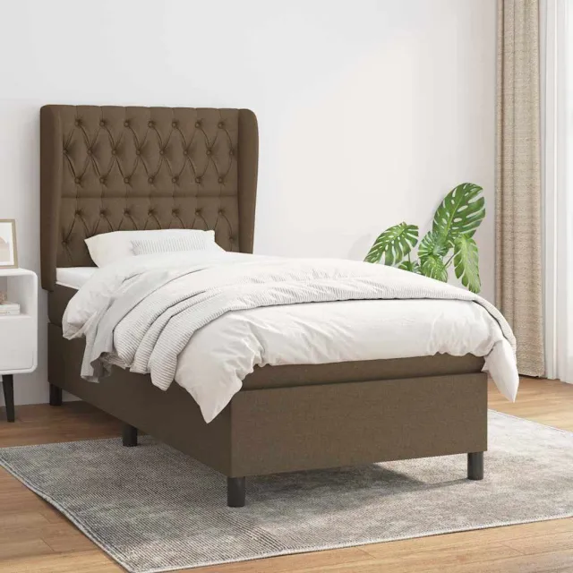 vidaXL Boxspring met matras stof donkerbruin 90x190 cm bruin