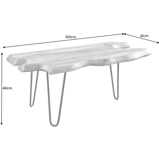 Invicta Interior Massief houten salontafel WILD 100cm natuurlijk acacia haarspeldpoten boomrand - 43341 Zie omschrijving