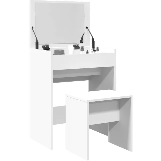 vidaXL Kaptafel met krukje 60x40x113,5 cm wit