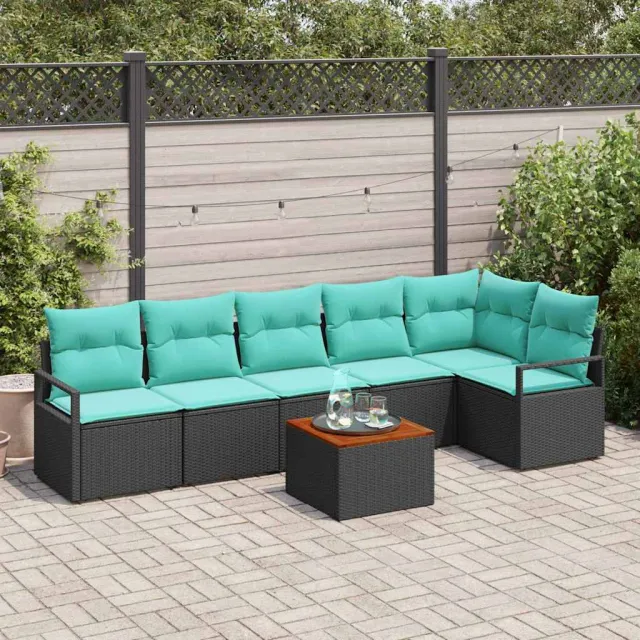 vidaXL Tuinbankenset 7 st Zwart poly rattan, foto 2