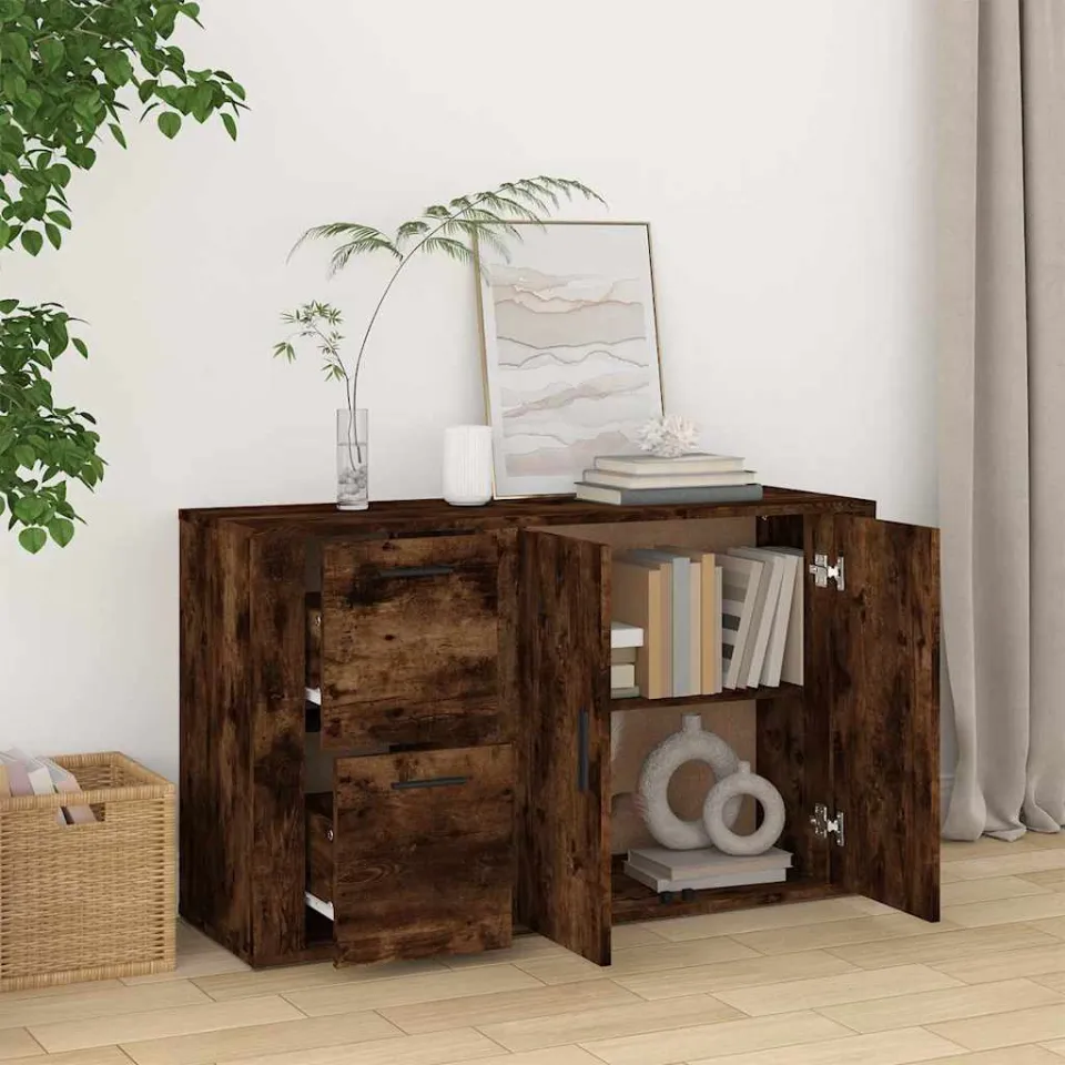 vidaXL Dressoir 100x33x59,5 cm bewerkt hout gerookt eikenkleurig, foto 3