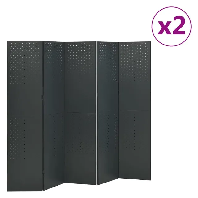 vidaXL Kamerschermen 2 st met 5 panelen 200x180 cm staal antraciet, foto 2