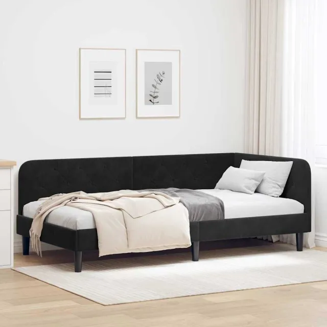 vidaXL Hoekbedframe Zwart 90 x 200 cm fluweel