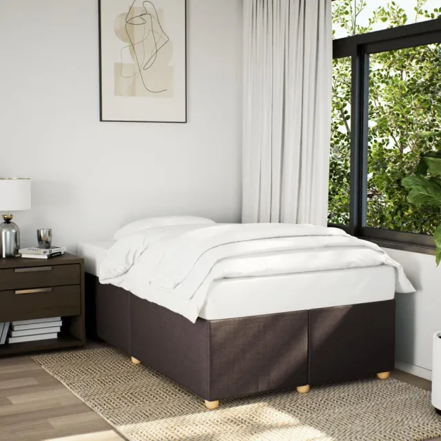 vidaXL Bedframe zonder matras 120x190 cm stof donkerbruin bruin