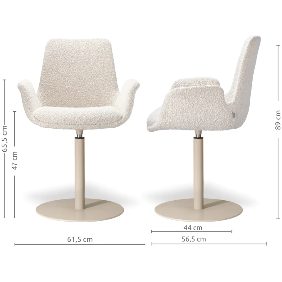 Nolon Niva-Eef draaibare tulp eetkamerstoel bouclé beige - beige onderstel