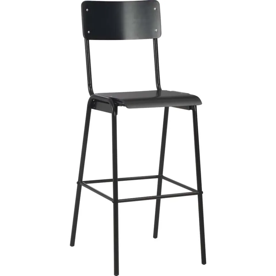 vidaXL Barstoelen 2 st massief multiplex staal zwart, foto 3