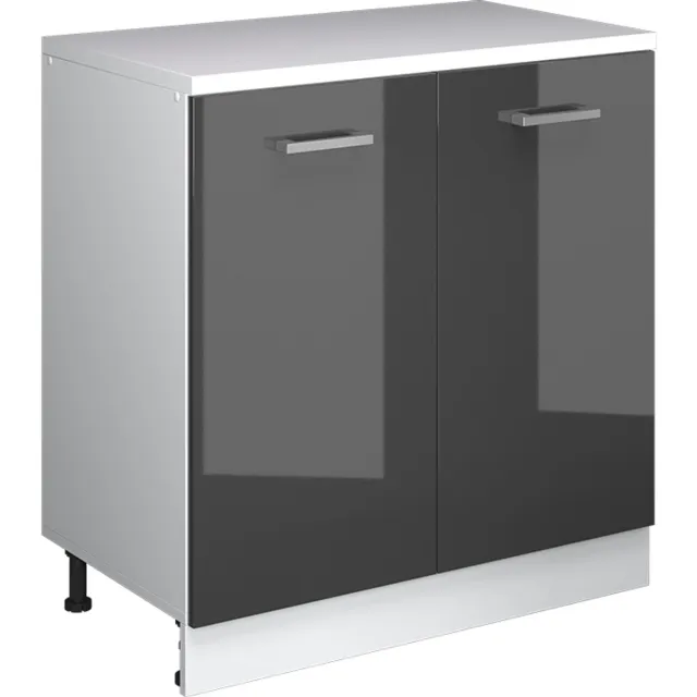 Vicco Keukenkast voor schuine wand R-Line, Antraciet Hoogglans, 80 cm zonder schuine kant met 2 deuren Antraciet Hoogglans/Wit