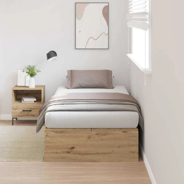 vidaXL Opbergbedframe Artisan Eiken 100 x 200 cm Bewerkt hout